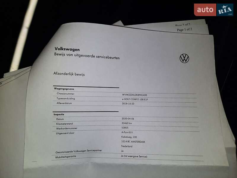 Хэтчбек Volkswagen e-Golf 2018 в Ивано-Франковске