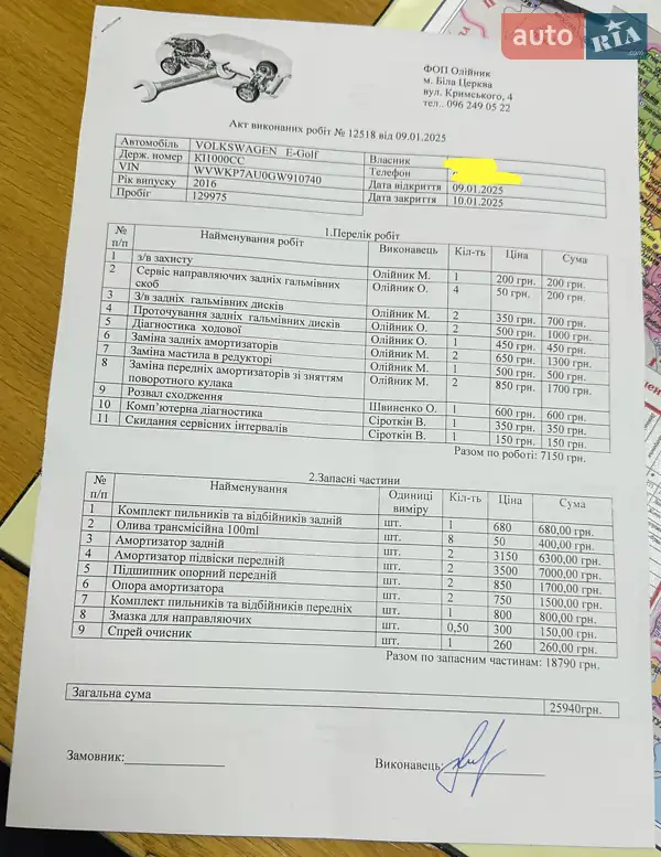 Хэтчбек Volkswagen e-Golf 2016 в Белой Церкви документ