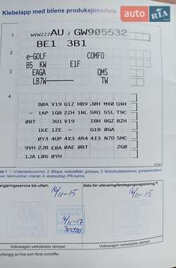 Хетчбек Volkswagen e-Golf 2015 в 