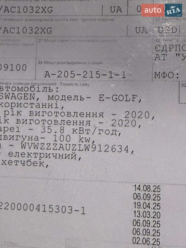 Хэтчбек Volkswagen e-Golf 2020 в Ровно