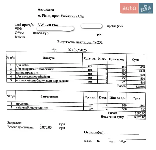 Хэтчбек Volkswagen Golf Plus 2007 в Ровно документ