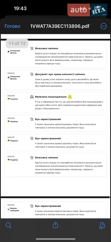 Седан Volkswagen Passat 2014 в Черкасах документ