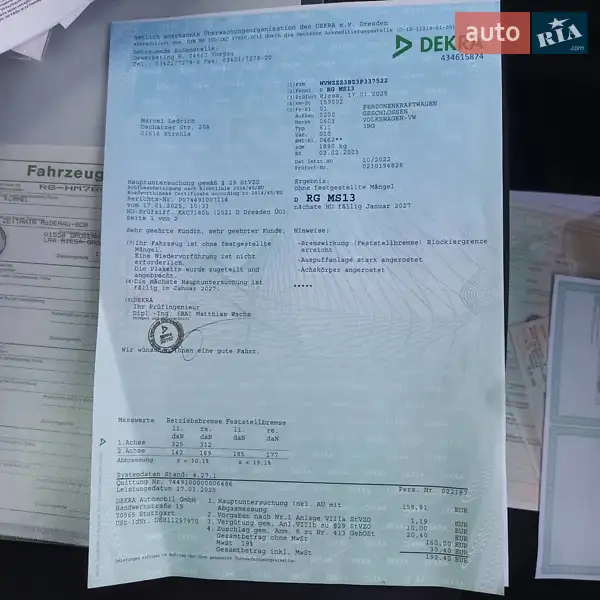 Седан Volkswagen Passat 2003 в Виннице документ 5 фото Седан Volkswagen Passat 2003 в Виннице документ