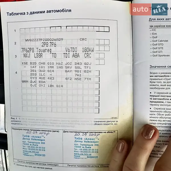 Позашляховик / Кросовер Volkswagen Touareg 2016 в Львові документ