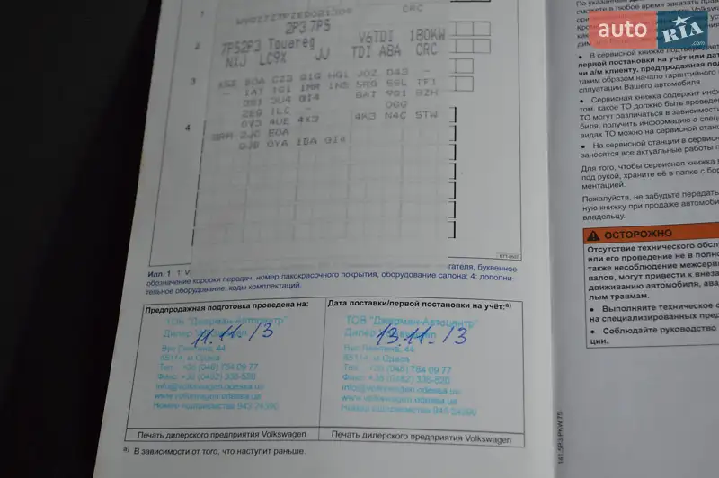 Позашляховик / Кросовер Volkswagen Touareg 2013 в Одесі документ