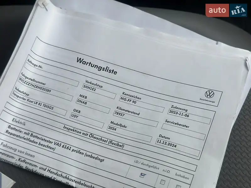 Грузовой фургон Volkswagen Transporter 2023 в Киеве документ