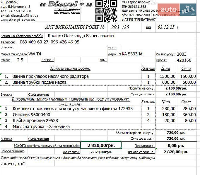 Минивэн Volkswagen Transporter 2003 в Броварах