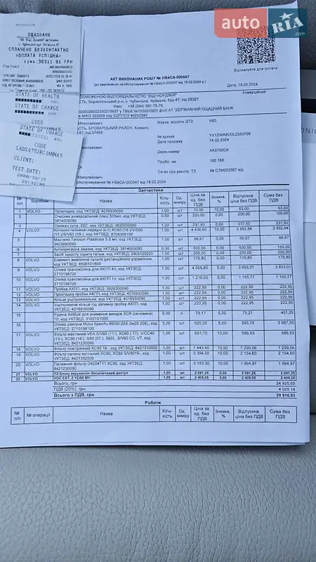 Универсал Volvo V60 2019 в Киеве документ