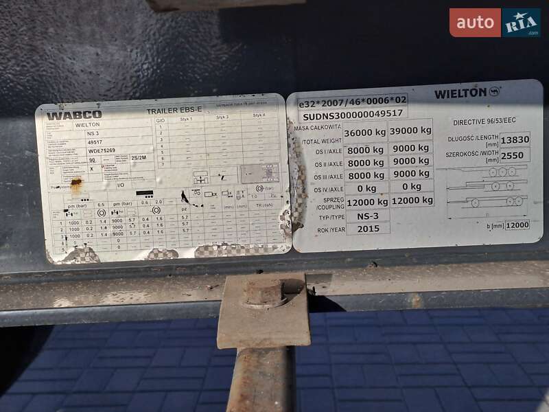 Тентованный борт (штора) - полуприцеп Wielton NS-3 2015 в Черкассах