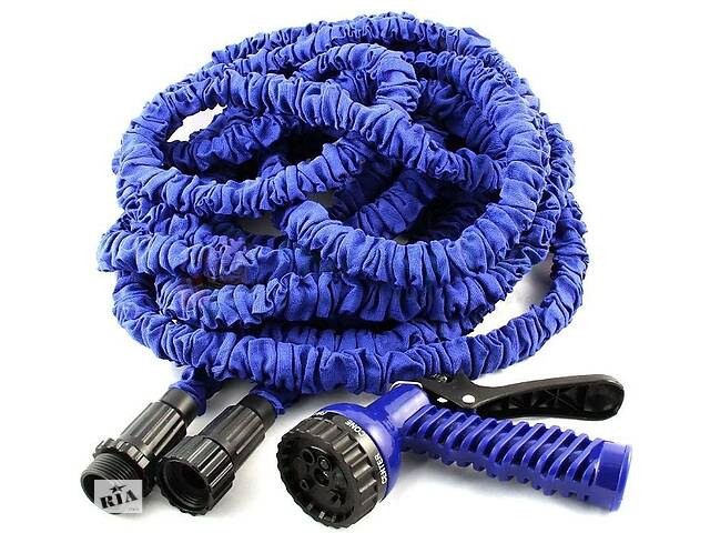 Садовый шланг для полива Xhose 60 м с распылителем blue