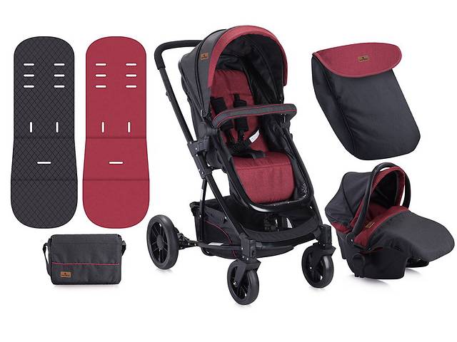 Детская коляска S-500 SET BLACK & RED