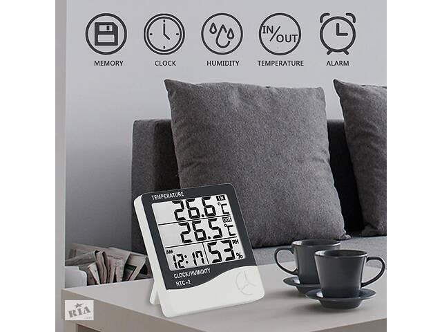 Метеостанция, гигрометр, термометр, влагомер часы, HTC-1