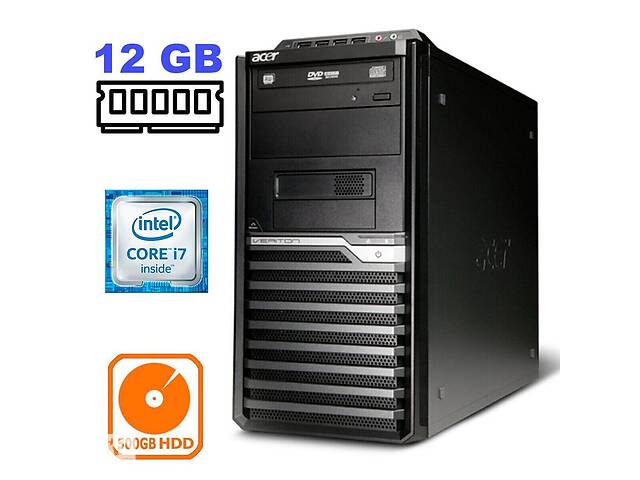 Системный блок Acer 6610G Tower / Intel Core i7-2600 (4 (8) ядра по 3.4-3.8 GHz) / 12 GB DDR3 / 500 GB HDD / Radeon H...