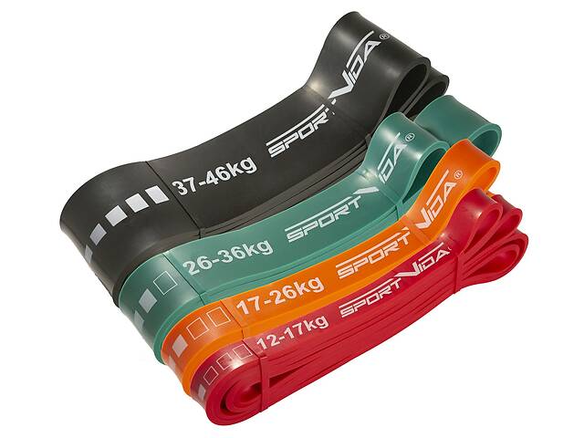 Эспандер-петля (резина для фитнеса и спорта) SportVida Power Band 4 шт 12-46 кг SV-HK0190-4