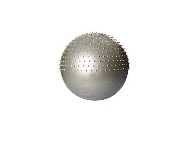 Надувной гимнастический мяч для фитнеса (фитбол) полумассажный PROFI BALL, диаметр - 65 см., серый