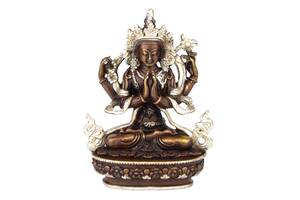 Статуэтка HandiCraft Авалокитешвара тиб. Ченрезиг Бронза серебряная 9 см (23887)