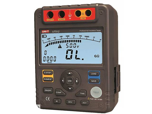 Мегаомметр UNI-T UT512 (от 0,5 МОм до 100 000 МОм; от 500 до 2500 В)