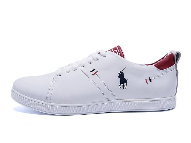Мужские кожаные кроссовки Polo Clasic White (реплика)