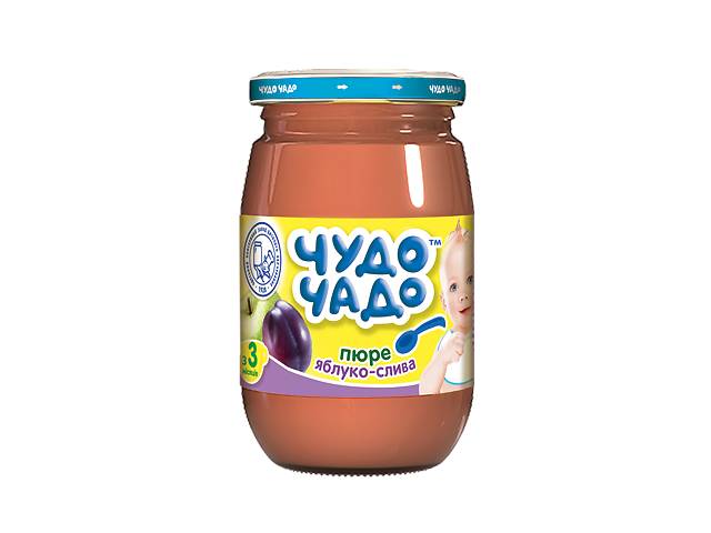 Пюре Чудо-чадо Яблоко и слива с сахаром, 170 г