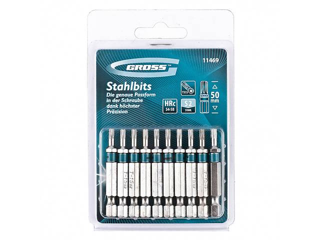 Набор бит TORX 15х50, сталь S2, 10 шт GROSS