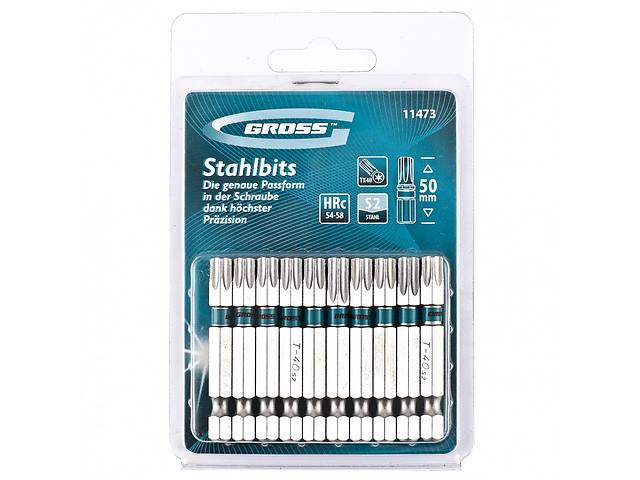 Набор бит TORX 40х50, сталь S2, 10 шт GROSS