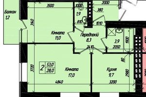 Продается 2-комнатная квартира 53 кв. м в Тернополе