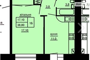 Продается 1-комнатная квартира 39 кв. м в Тернополе
