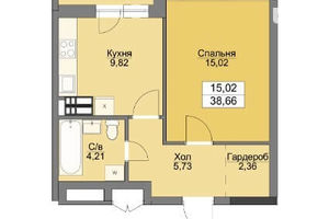 Продается 1-комнатная квартира 39.25 кв. м в Вышгороде