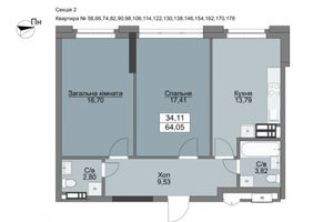 Продается 2-комнатная квартира 64.05 кв. м в Вышгороде