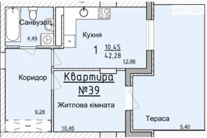 Продається 1-кімнатна квартира 38.6 кв. м у Львові