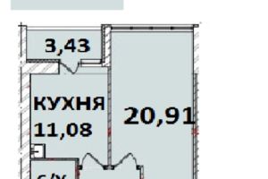 Продается 1-комнатная квартира 42.2 кв. м в Чернигове