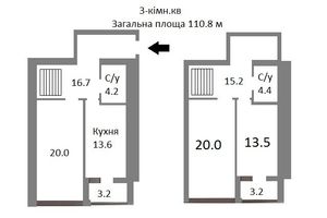 Продается 3-комнатная квартира 110.8 кв. м в Чернигове