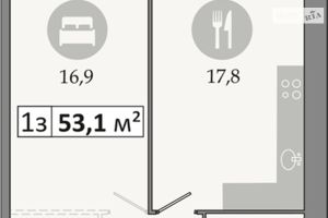 Продається 1-кімнатна квартира 53.1 кв. м у Дніпрі