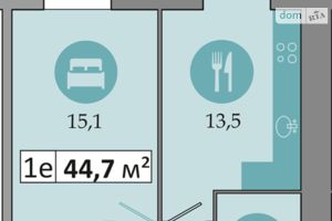 Продается 1-комнатная квартира 44.7 кв. м в Днепре