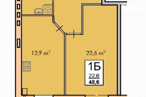 Продается 1-комнатная квартира 48.6 кв. м в Черкассах