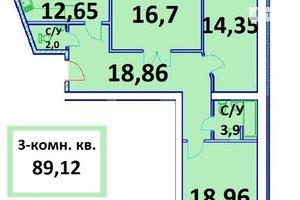 Продається 3-кімнатна квартира 89.12 кв. м у Чернігові