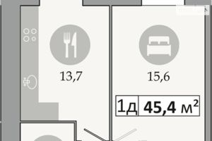 Продається 1-кімнатна квартира 45.4 кв. м у Дніпрі
