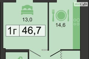 Продається 1-кімнатна квартира 46.7 кв. м у Дніпрі