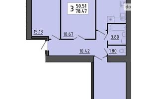 Продается 3-комнатная квартира 78.47 кв. м в Тернополе