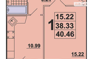 Продается 1-комнатная квартира 40.46 кв. м в Тернополе