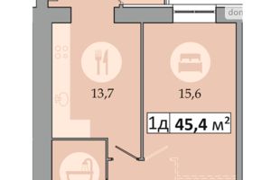 Продається 1-кімнатна квартира 45.4 кв. м у Дніпрі
