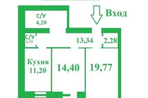 Продается 1-комнатная квартира 70 кв. м в Чернигове