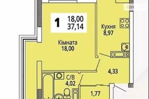 Продається 1-кімнатна квартира 37 кв. м у Хмельницькому