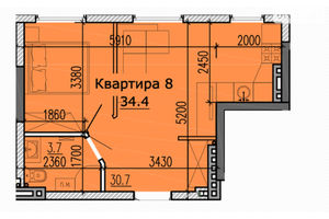 Продається 1-кімнатна квартира 34.4 кв. м у Дніпрі