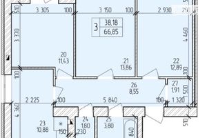 Продається 3-кімнатна квартира 69.02 кв. м у Хмельницькому
