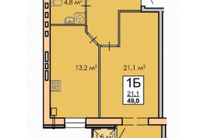 Продается 1-комнатная квартира 49 кв. м в Черкассах