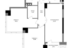 Продается 1-комнатная квартира 58.13 кв. м в Киеве