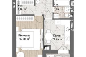 Продается 1-комнатная квартира 39.17 кв. м в Одессе