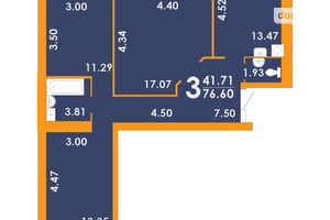 Продается 3-комнатная квартира 76.6 кв. м в Запорожье