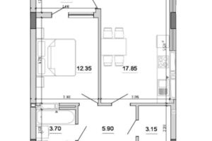 Продается 1-комнатная квартира 46.25 кв. м в Киеве
